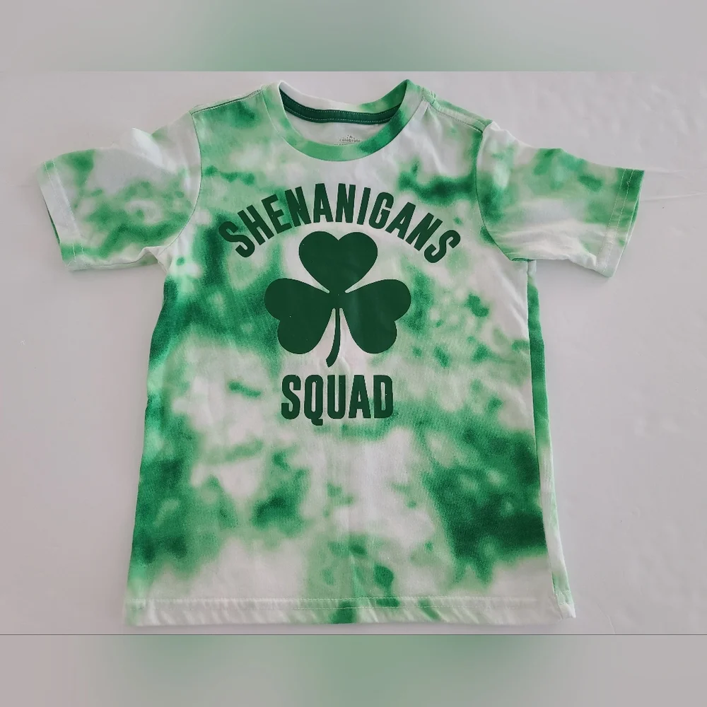 Boys Bundle T-shirts Green Saint Patricks Day White KidlifeShort Sleeve Size 4-5